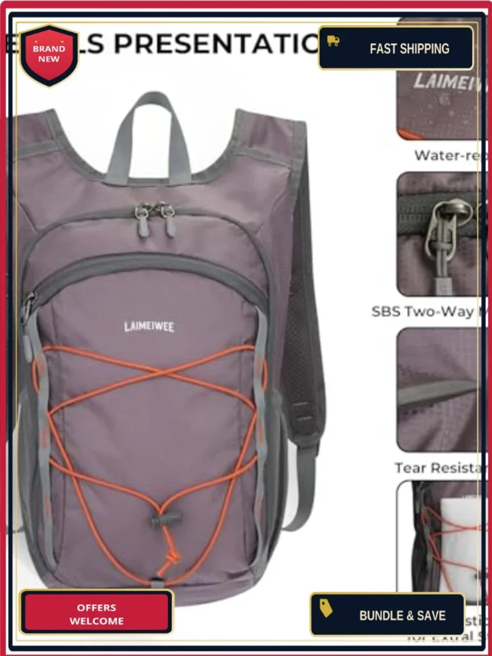 Foldable Lightweight Hiking Daypack 13L Nylon Travel Backpack with Chest Strap